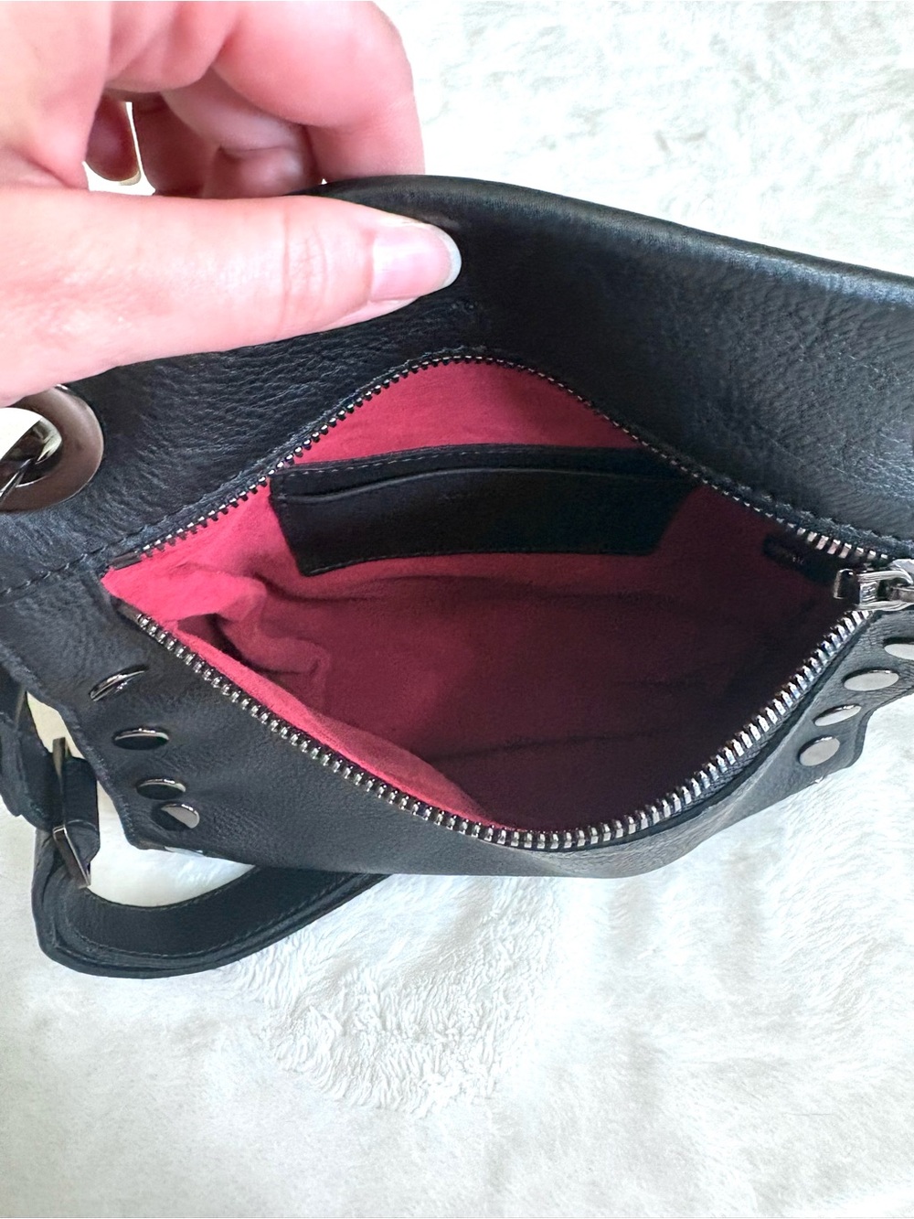 New Hammitt Tony Medium Black Pebbled Leather Crossbody with Gunmetal Accents - Picture 5 of 6